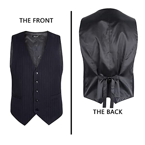 Image of Alizeal Mens Pinstripe Business Vest Formal Fit