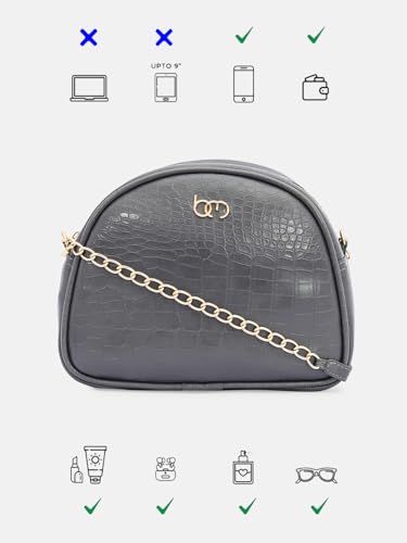 Image of Bagsy Malone Half Moon Sling Bag | Modish Sling Bag (Croco Grey1)