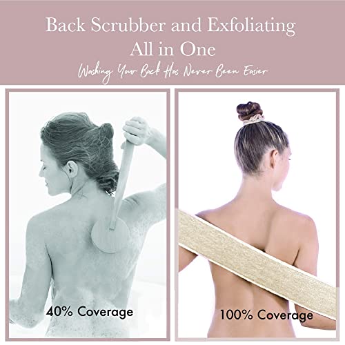 Rückenschrubber für dusche, Rückenschrubber für Körperpeeling, Rückenmassage Für Nassmassagen und Trockenmassage geeignet, Luffa Schwamm Rückenschrubber für Bad und Dusche, mit Rücken Gurt