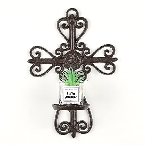 Ownmy Set Of 2 Cast Iron Wall Candle Sconces Cross Shaped Hanging Pillar Candle Holders, Rustic Metal Wall Candle Sconces For Dining Room Living Room Bedroom Vintage Wall Mount Candle Holder Decor #TOP5