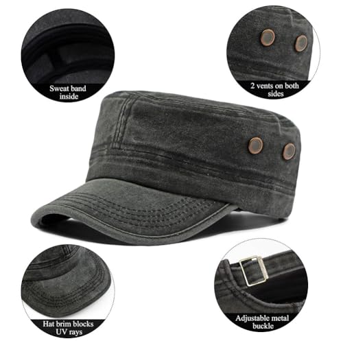 4 Gorras Cadetes Estilo Militar Ajustables Algodón Liso miniatura 3