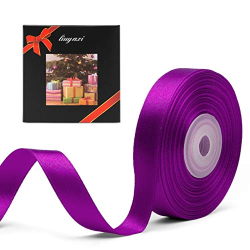 Image of Solid Color Double Faced Purple Satin Ribbon 5 /8 inch X 25 Yards, Ribbons Perfect for Crafts, Wedding Decor, Bow Making, Sewing, Gift Package Wrapping and More