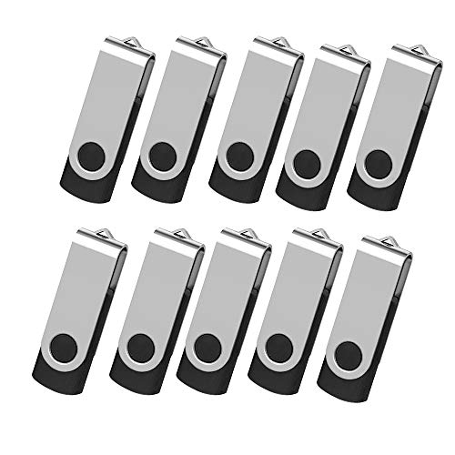 TEWENE Lot de 10 clés USB 2.0 512 Mo avec 10 cordons rotatifs et pliables Noir 512 Mo Cover
