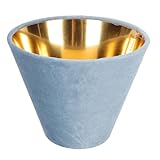 Artibetter Pantalla para Lámpara de Escritorio E27 Revestimiento Dorado, Cubierta de Tela Azul Clara Multifunción, Pantalla de Tela Confiable y Difusor Suave para Lámparas de Mesa Vintage