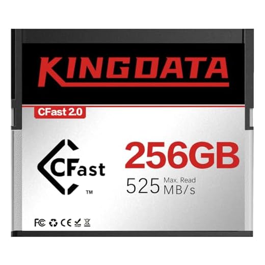 KINGDATA CFast 2.0 Memory Card 256GB High-Speed 525MB/S for 4K/6K Video for Canon Sony Cinema Cameras