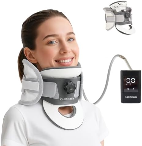 Cervical Neck Traction Device, Adjustable Neck Stretcher Cervical Traction with 3D Dynamic Traction, 8 Airbag Support, Touch Screen Electric Air Pump for Forward Neck Cervical Pain Relief