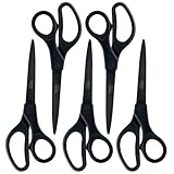 Leitz Schere Titan Anti-Haft, 5er Pack Hochwertige Schere mit ergonomischem Griff, Klingen aus rostfreiem Stahl, Für zu Hause, Büro und Schule, Länge 20,5 cm, Schwarz, 54206095