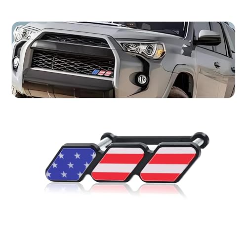 Image of ijuicy 1 PC TRD Tri-Color Grille Decor Badge Emblem, Car Truck Label Decoration Accessories, Compatible with Tacoma 4Runner Tundra Sequoia Rav4 Highlander (American Flag)