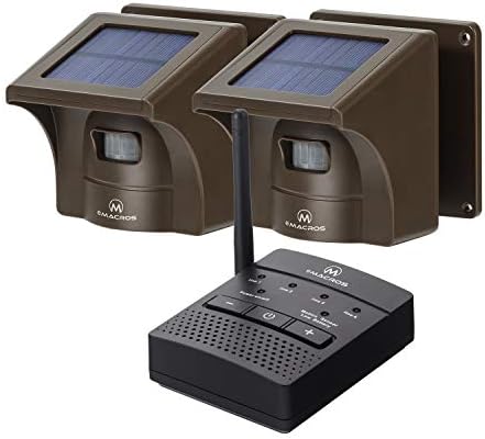 eMACROS Solar Driveway Alarm Sytem Wireless 1/2 Mile Long Range Outdoor Weather Resistant Motion Sensor & Detector- Driveway Alarms Wireless Outside Monitor & Protect Outside Property