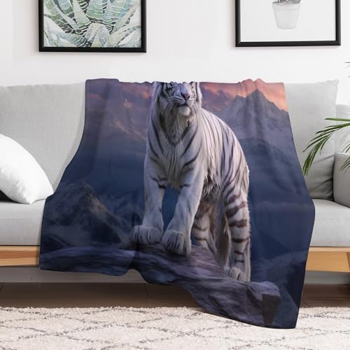 Manta de tigre de franela gruesa y suave para sofá de 130x180 cm 3