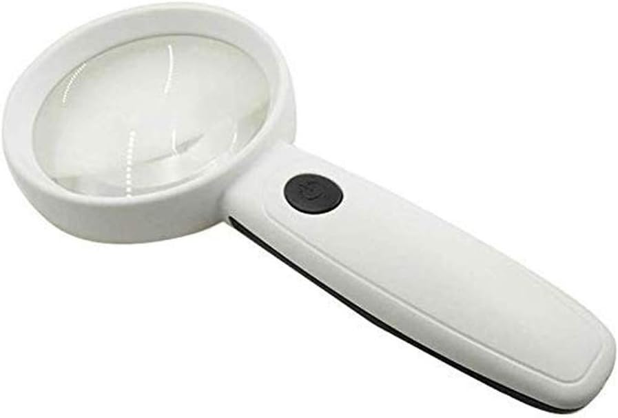 JSEIAJB Hand-held Magnifier，LED Light, Reading Glass Lens Jewelry Loupe White for The Elderly Reading Maintenance