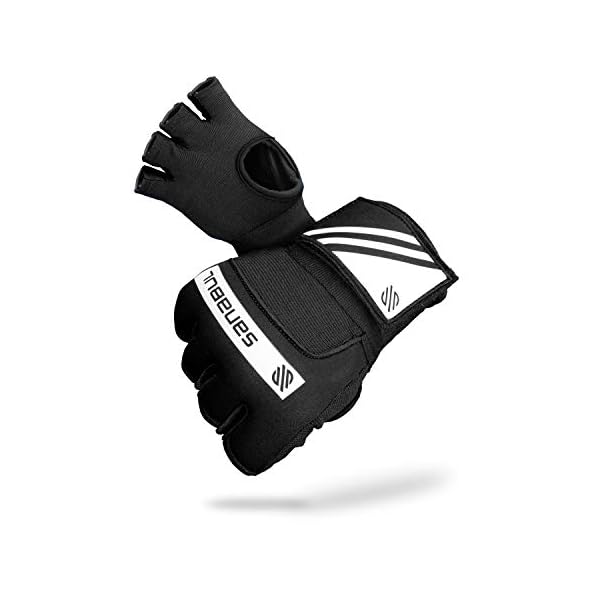 Sanabul Gel Hand Wraps for Boxing Gloves | MMA Muay Thai Kick Boxing Quick Wraps for Men & Women | Inner Boxing Hand Wrap for Gloves | Padded Knuckle Wrist Wrap (Black/White, S/M)