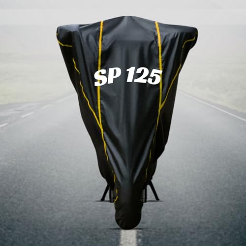 Image of Motorcycle Bike Body Cover for Outdoor Use - Heavy Fabric Water Resistant Two Wheeler Cover with UV, Dust & Rain Protection Compatible for SP 125