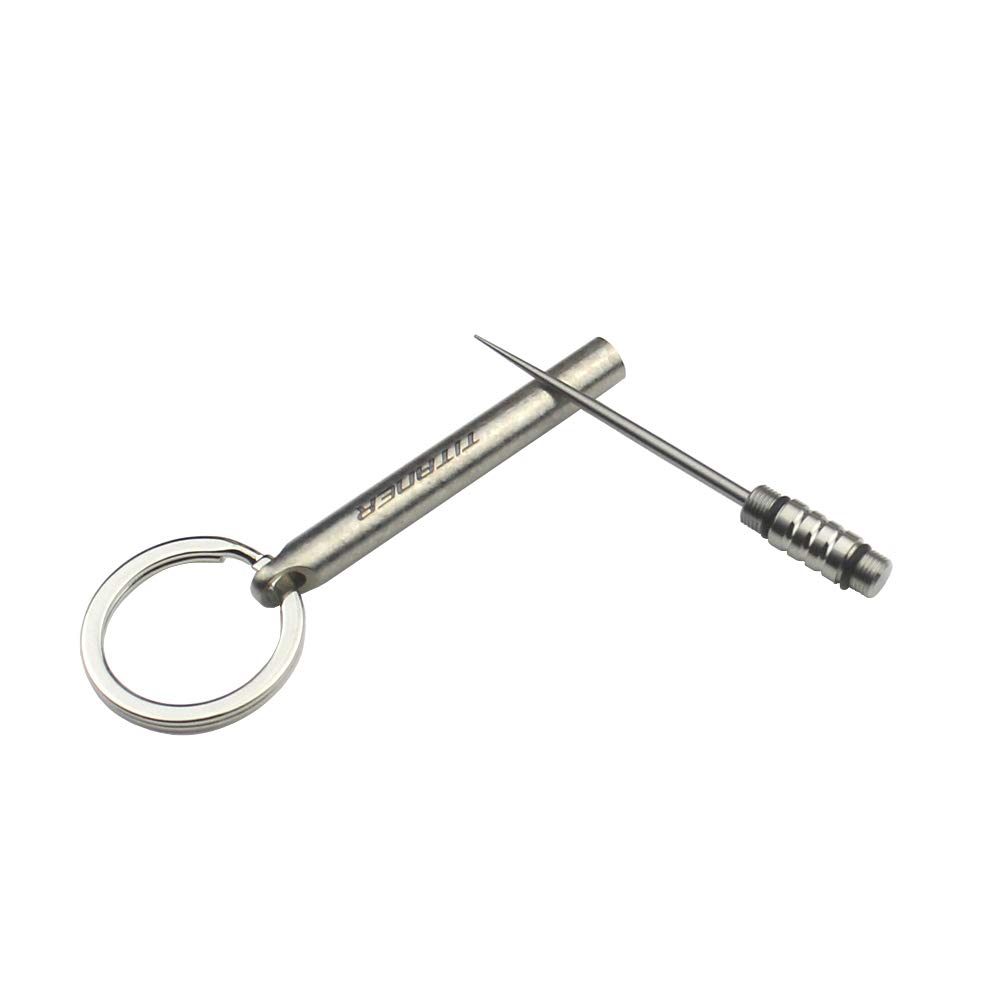 Titaner Outdoor Camping Picnic Titanium Toothpick with Protective Case Holder EDC Pocket Keychain Tool