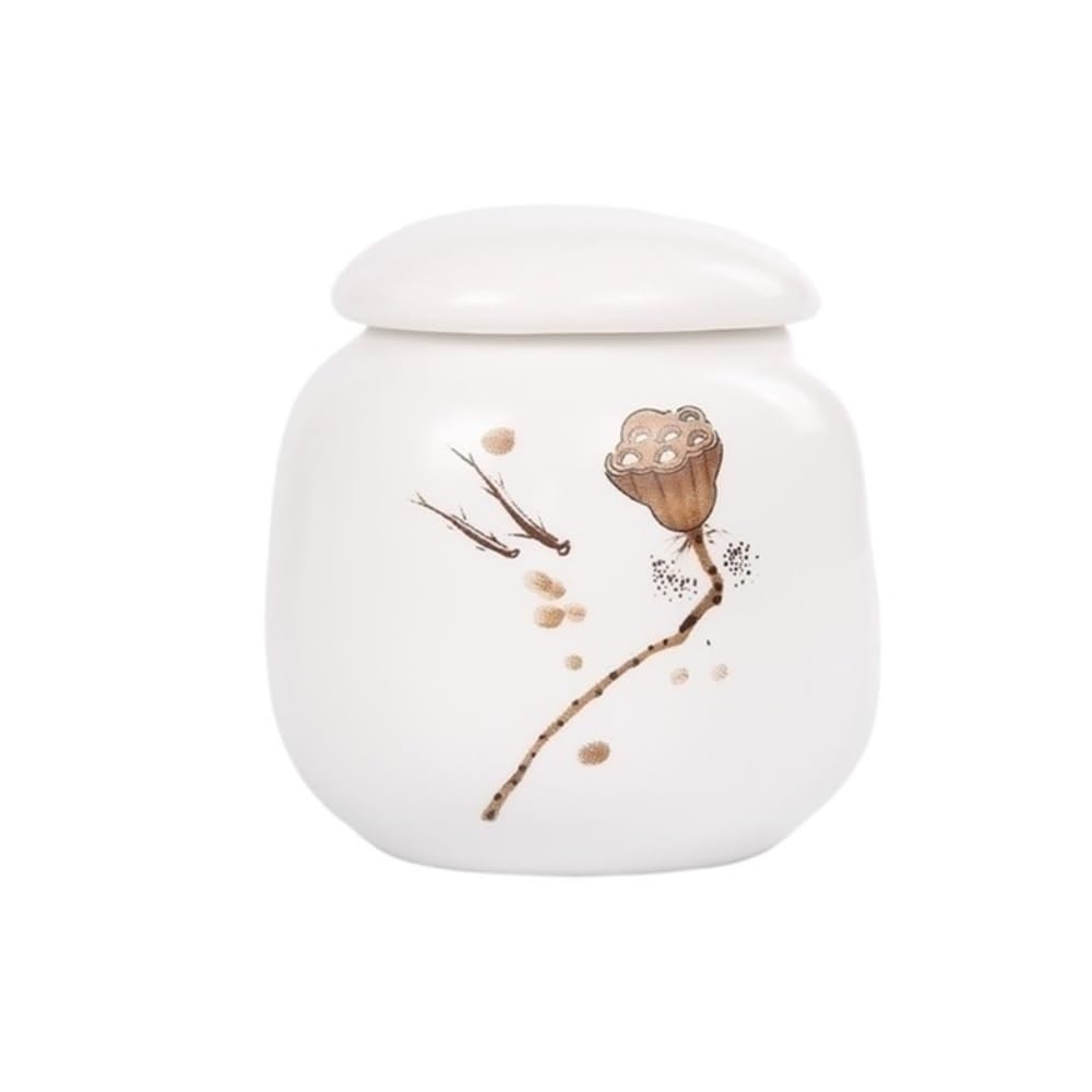 CHENGAIJIAN Tea Canister Ceramic Mini Tea Canister Jar With Airtight Lid For Tea, Coffee, Nuts, Herb, Spice, Sugar(Brown)