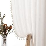 Cortinas bohemias naturales de lino de 213.4 cm de largo, 38x84