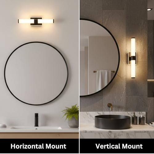 Image of 20 Inch LED Vanity Light Bar with Motion Sensor, Dual LED Source | 4 Lighting Modes (incl. Night Light) | 3000K Warm White, Dimmable, CRI 90+, 1040LM, ETL Listed (Matte Black)