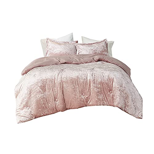 Comfort Spaces Juliette Luxe Comforter Set Velvet Lush With Soft Brushed Microfiber Reverse, All Season Cozy Velvet Bedding Sets, Fluffy Comforter Bed Set, Matching Sham, Blush Twin/Twin Xl 2 Piece #TOP5