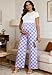 BLENCOT Women Casual Pants for Maternity Elastic Waisted Wide Leg Plaid Checkered 2026 Fashion Grid Pregnancy Pants Trousers Blue Pink 2XL
