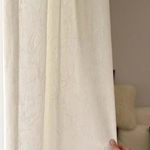 Beydodo Semi Blackout Curtains Short 45 inch, Darkening Curtains For Bedroom Pinch Pleat, with Leaves Jacquard, Polyester, 38 x 45 inch