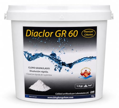 Cloro Choque disolución rápida para Piscinas DIACLOR GR 60 5 KG - Dicloro granulado Puro - DIASA INDUSTRIAL