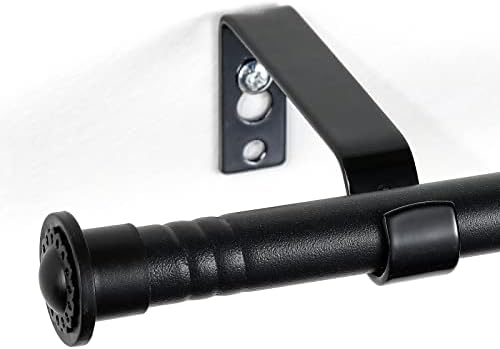 Curtain Rods for Windows 48 to 84 Inch(4-7Ft), 5/8 Inch Matte Black Curtain Rod Set with Brackets Modern Single Window Rods, Size: 23-95 Inch