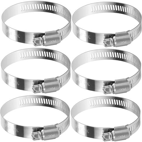 Noosverl 6 Pack Jubilee 40-60-63mm Clips,Jubilee Hose Clips 40-63mm Stainless Steel Pipe Clamps,Worm Drive Hose Clips