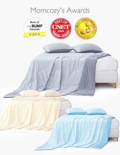 Momcozy BK003 Life Coolmurm Cooling Comforter For Hot Sleepers, Full/Queen 90 Inchx90 Inch Pregnancy Cooling Blanket, All-Season Lightweight Soft Breathable Cooling Quilt Duvet thumb #7