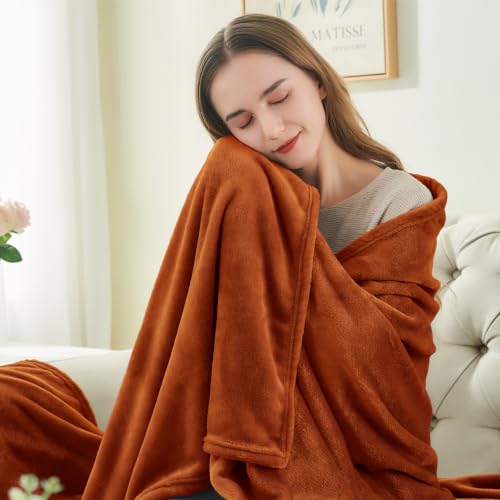Image of BEDELITE Fleece Blanket Soft Plush Throw for Couch Terracotta 50 inchx60 inch