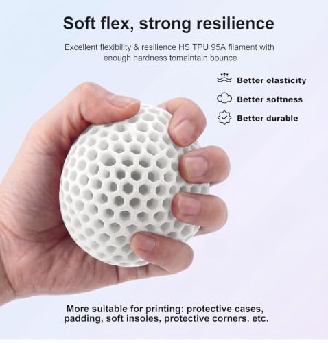 Image of 250G TPU 3D Printer Filament 1.75mm Filajoy3D 3D Printing Filament Dimensional Accuracy + /- 0.02mm for Most FDM 3D Printers,White