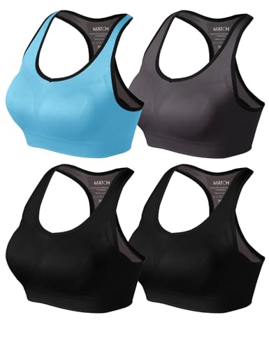 Image of Match Sports Bras for Women, Seamless Racerback Bra with Mid-Impact | Full Coverage Bras with Removable Pads, Soft & Breathable Fabric, Ideal for Yoga, Running, Workout, Pilates & Daily Wear