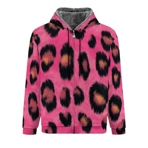 Veste polaire pour homme zippée à motif léopard rose