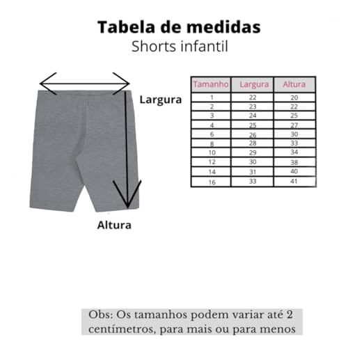 Kit 3 shorts infantil feminino em tecido cotton para meninas tamanhos 1 ao 12 (Sortidos) (2)