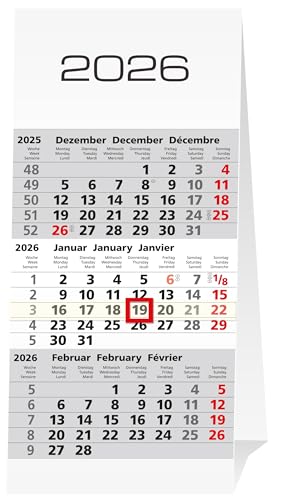 GÜSS Drei-Monats-Tischaufstellkalender Format 10x18,5 cm