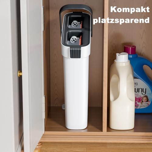 CTIME Bodenwischer Set, Wischmopp Set mit Eimer mit 4 Waschbaren Mikrofaser-Pads, Hand-Frei Wischmop Wischmop, Putzeimer mit Auswringfunktion für Hartholz Laminat Fliesen (40cm)