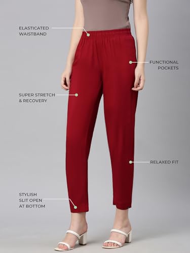 Image of TWIN BIRDS Women Viscose Cotton Kurti Pants | Stretch Ethnic Daily Trousers