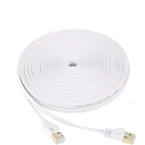 Cable Ethernet Cat 7 200ft Blanco con Conectores RJ45 miniatura 1