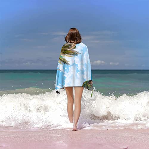 Sxchen Beach Towel Oversized 36"X72" Thin Lightweight Extra Large Absorbent Quick Dry Sand Free Plush Cool Hawaiian Print Summer Romantic Coconut Palm Leaf Nature Coast Sea View Seagull #TOP6
