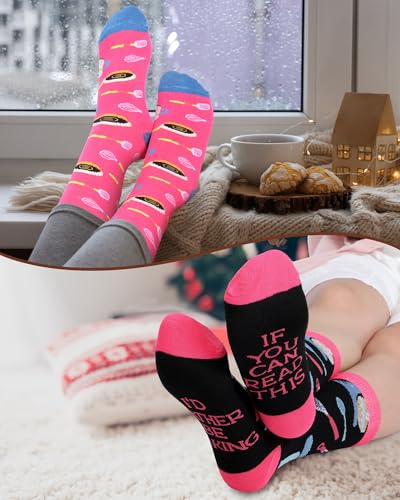 ShinyMatch 8 pares de meias femininas engraçadas para assar, presente de biscoitos, meias de algodão