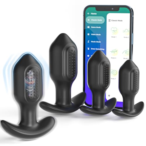 Yivans 4 PCS Anal Plug Training Kit Long Distance APP Remote Vibrating Silicone Butt Plug Prostate Massager Anal Vibrator with 10 Vibration Modes, Adult Sex Toys for Men Women Couple Pleasure