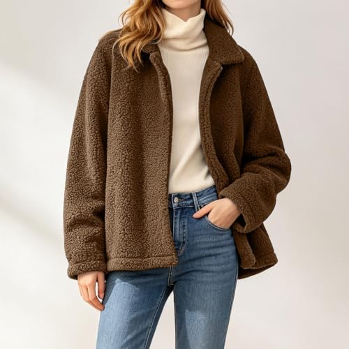 Sherpa Fleece Jacket Women Thermal Faux Sherpa Fuzzy Texture Jacket - image 3