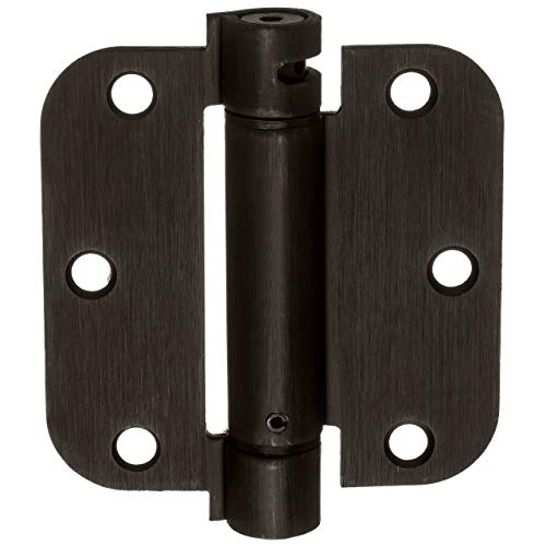 Dynasty Hardware 3-1/2" x 3-1/2" Mortise Spring Hinge with 5/8" Radius Corners, Oil Rubbed Bronze - Pack of 2 Hinges