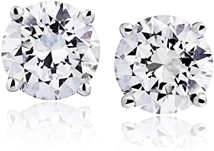 Certified Natural Diamond Stud Earrings for Women 14 Karat Gold Round Brilliant Shaped Earrings 4 Prong Setting with Screw Back and Posts Studs Fine Jewelry for Women