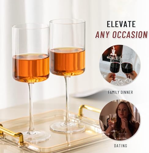 Image of Premium Wine Glasses 300ml, Set of 2 Long Wine, Burgundy Clear Glasses with Stem for Wedding Anniversary, Birthday, Gift (RKT-04, Set of 2)
