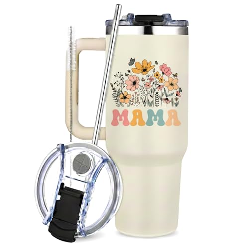 COOWIND Mama Tumbler Gifts，40oz Tumbler with Handle for Mo