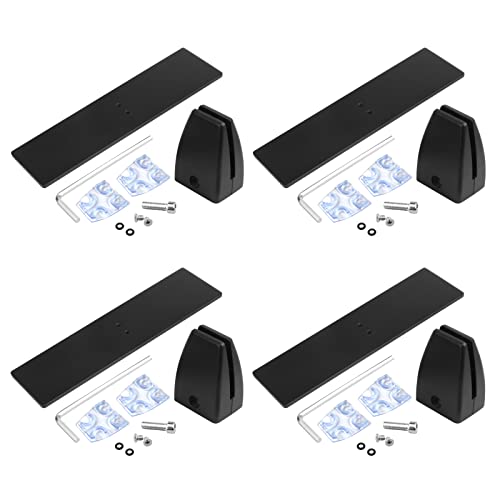 4 Pcs Black Office Desk Partition Clamp T Shaped Bracket, Aluminum alloy Sneeze Guard Clamp Bracket Support with Base, Shelf Holder Clips for 4-10 mm Plexiglas or Acrylic Panel Partition