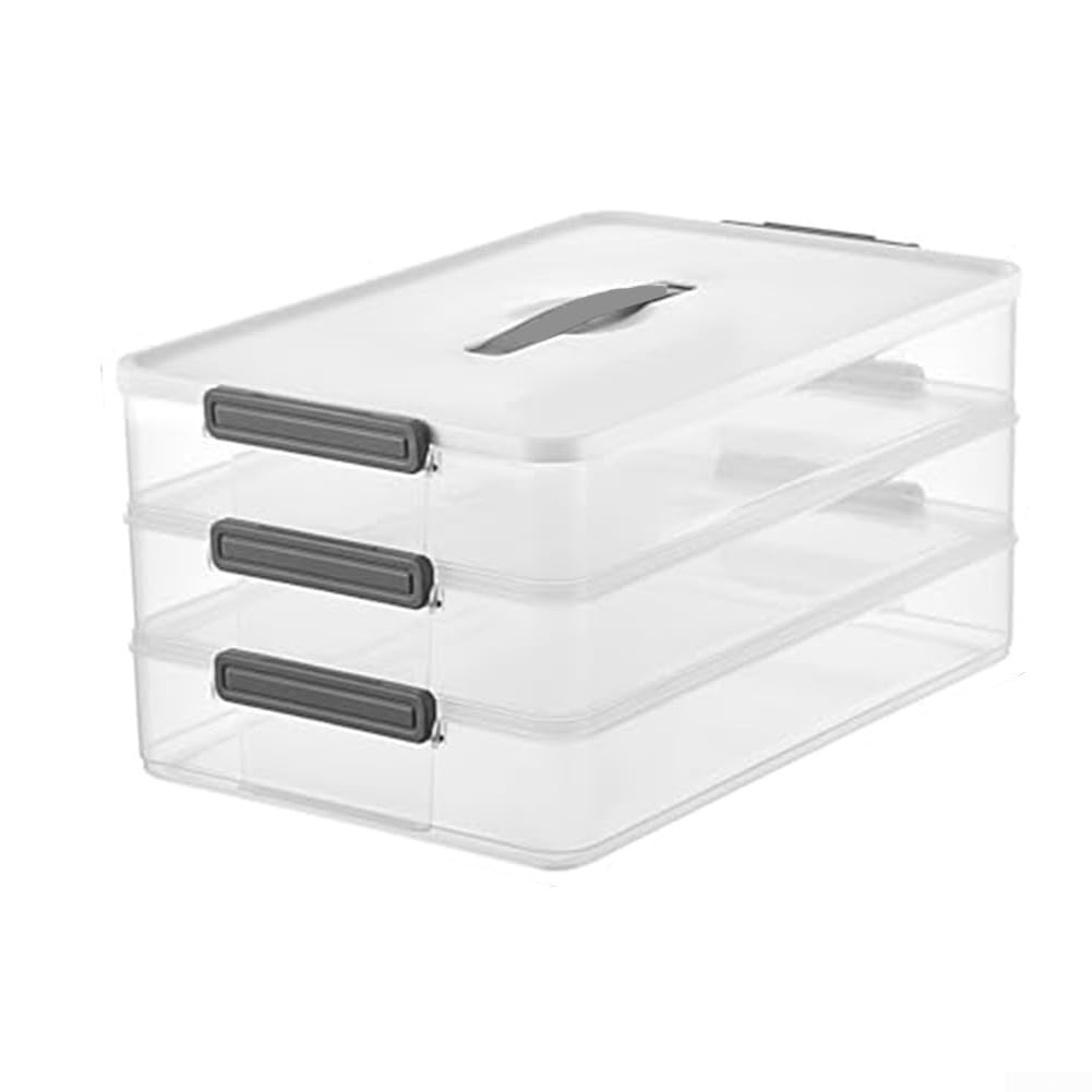 3-Etagen Stapelbarer Keksdose Luftdicht Kunststoff Aufbewahrungsbox Weiß(Level 3)