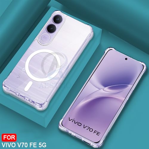 Image of AESTMO Clear Back Cover for Vivo V70 FE 5G | 360 Protection | Transparent Back Cover for Vivo V70 FE 5G (PC + TPU, Compatible with MagSafe Accessories, Transparent Bumper)
