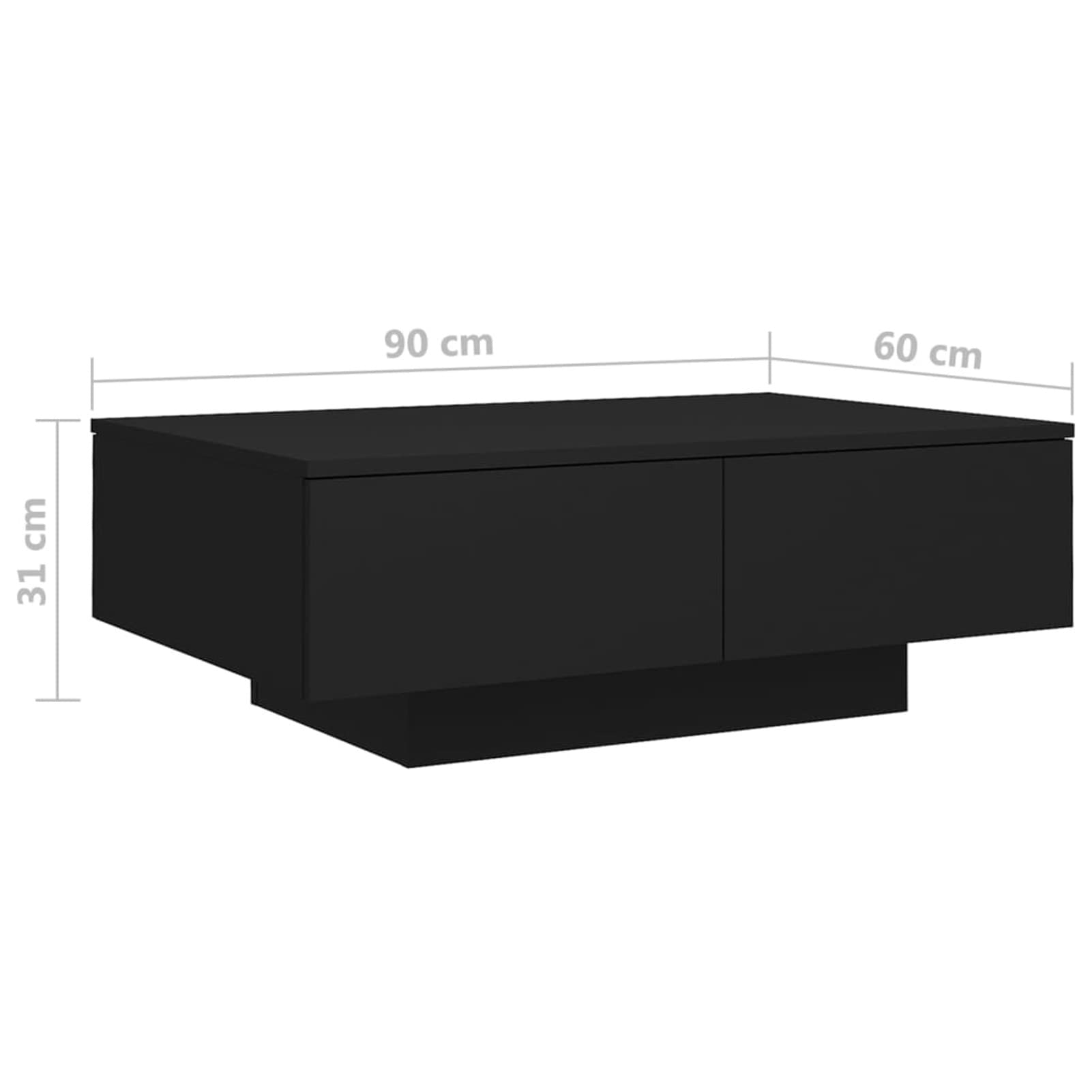 Homgoday Tavolino da caffè nero, 90 x 60 x 31 cm, in legno ingegnerizzato, tavolino da tè per soggiorno, sala d'accoglienza degli ospiti, camera da letto e mobili da ufficio