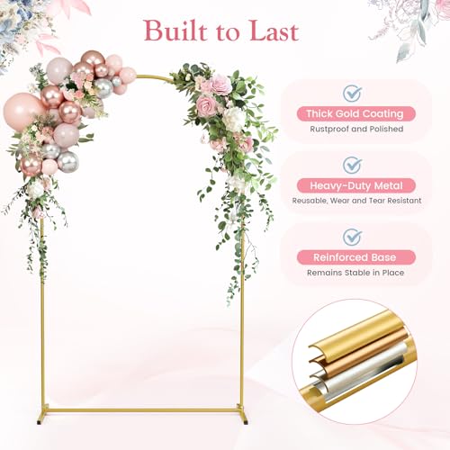 Metal Arch Backdrop Stand, 7.2FT+6FT Gold Arch Stand Wedding Arch Backdrop Stand Set of 2, Balloon Arch Backdrop Frame for Wedding Birthday Party Baby Shower Graduation Ceremony Decor - Image 6